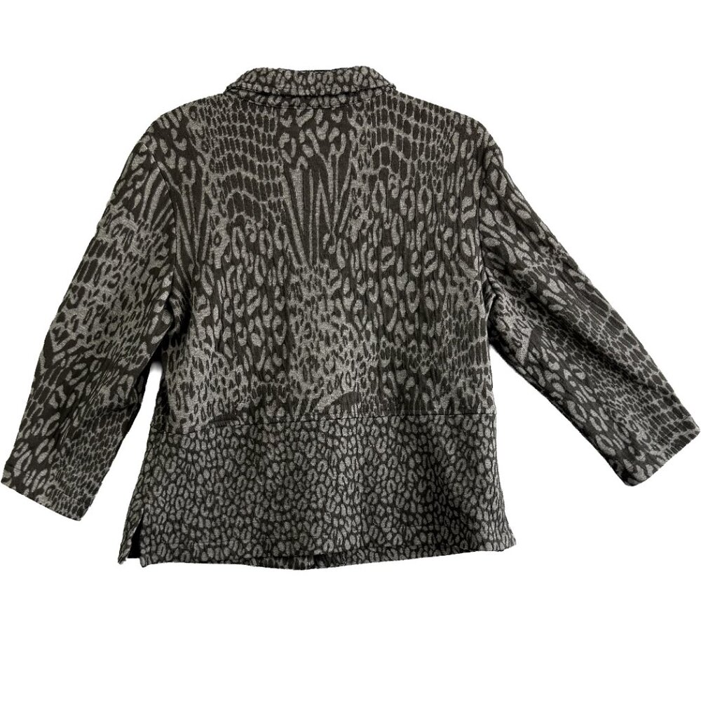 Notations Grey Abstract Animal-Print Button Jacket — Size S - Picture 2 of 10
